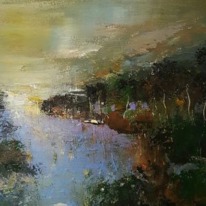Denis Ferte - peinture - Aube sur l estuaire à marée basse