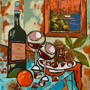 Jiel - peinture - AOC Cote de Provence aux châtaignes et orange